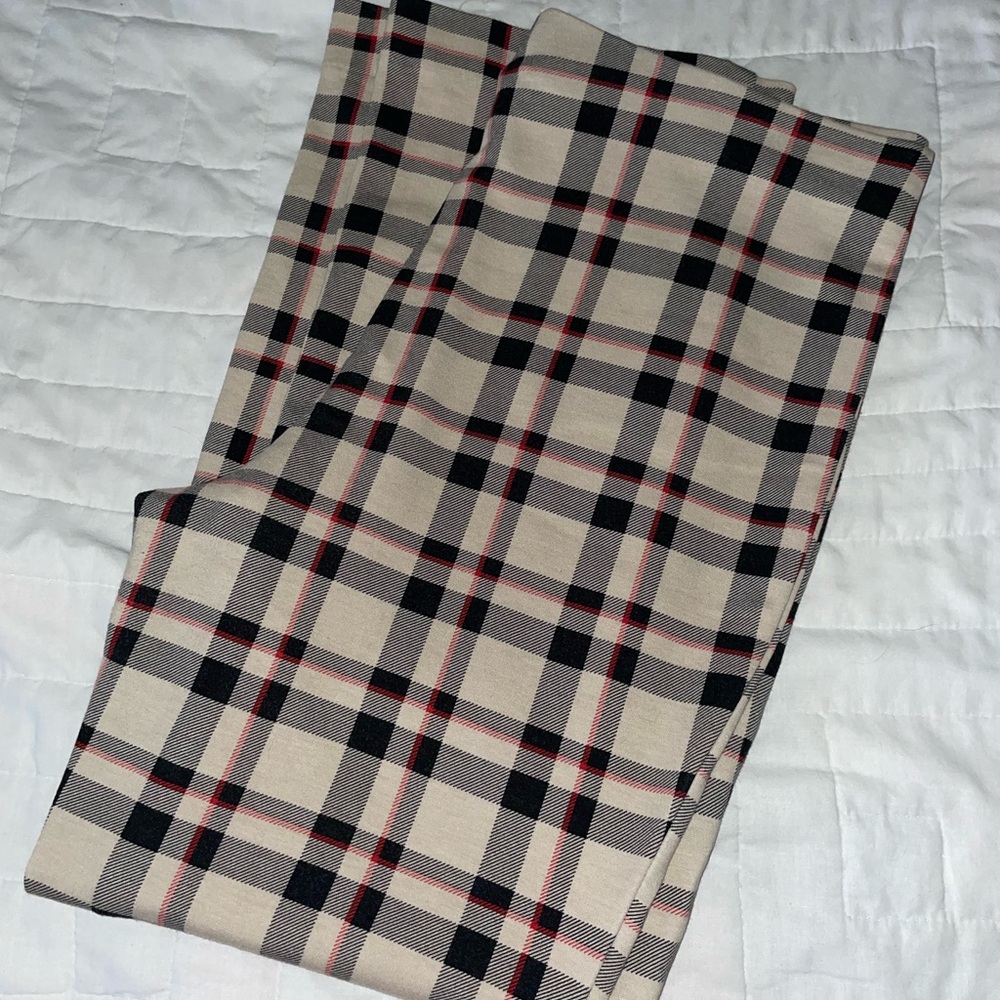 Rachel Zoe Beige and Black Plaid knit Dress Pants with kick flare